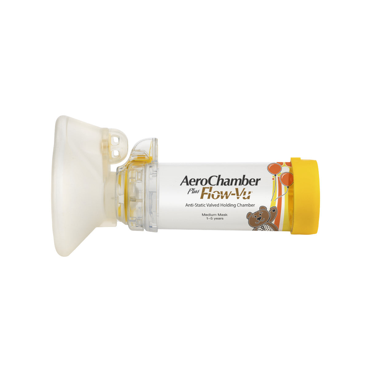 AeroChamber Plus Flow-Vu mit Kindermaske gelb Produktabbildung